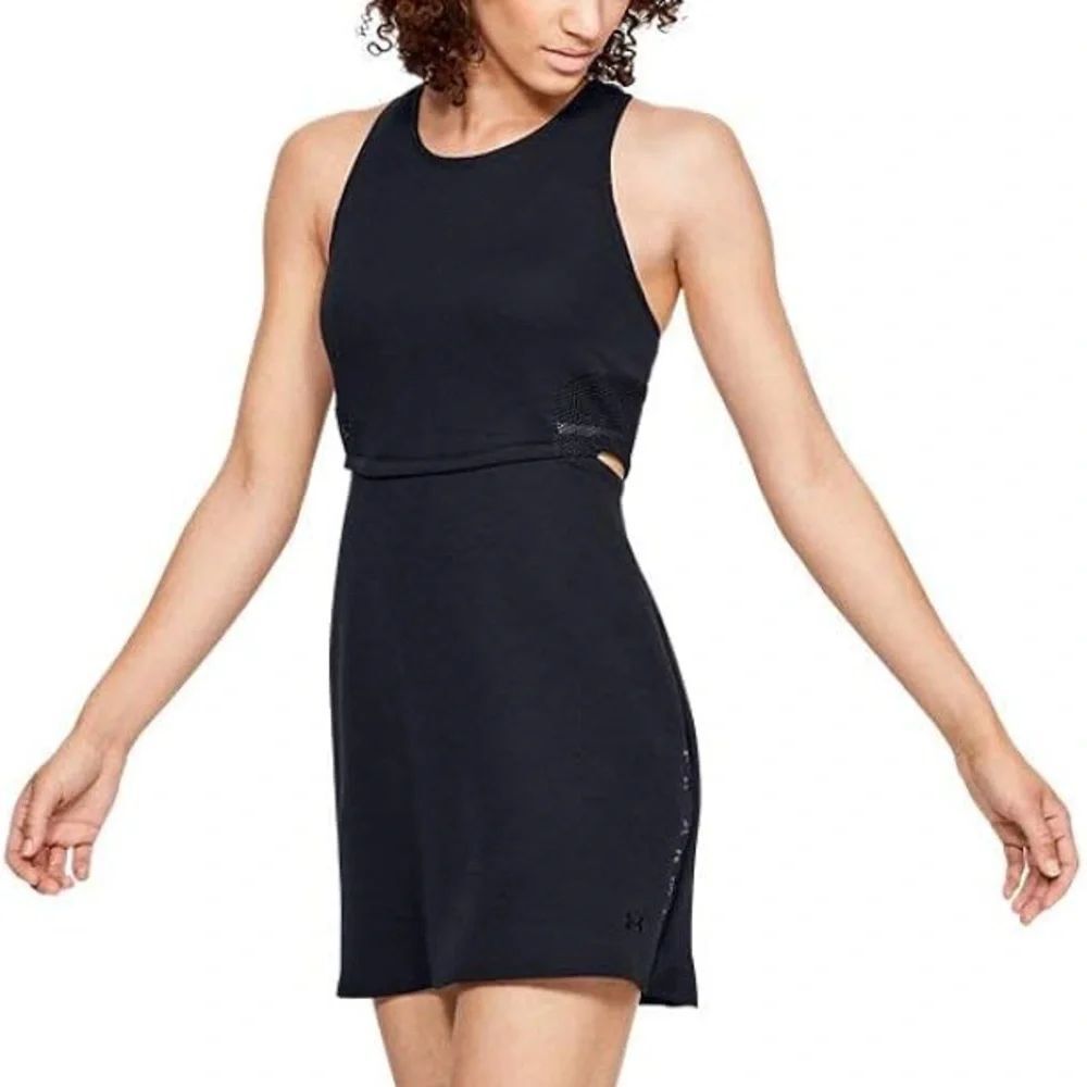 NWOT UNDER ARMOUR Move Light Mesh Active Cutouts Black Dress
